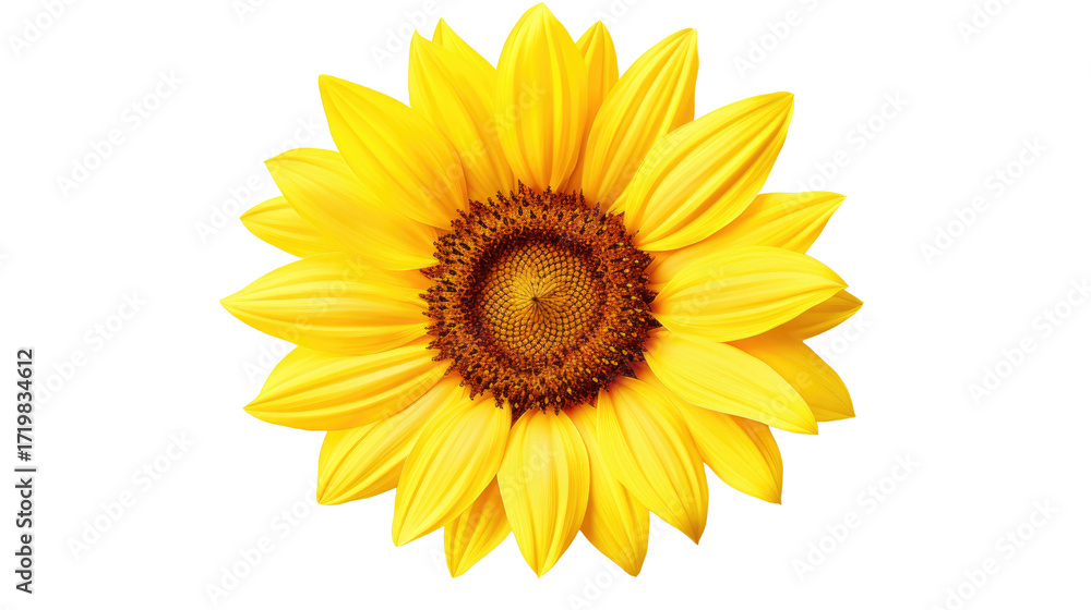 Fototapeta premium Bright sunflower petals collection with yellow floral elements, natural blossom decoration, summer botanical flower design art isolated on white background 