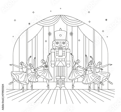 The Nutcracker ballet against theater stage