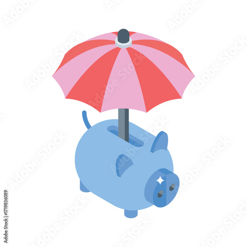 Ready to use isometric style icon of piggy bank funds