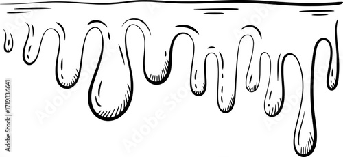 Dripping liquid black ink illustration white