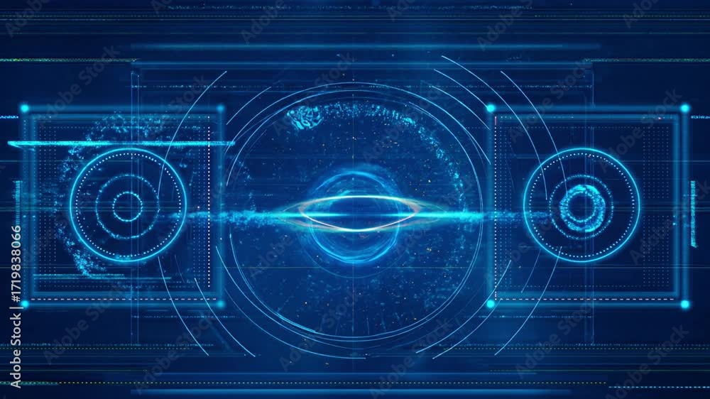 Futuristic Digital Interface with Circular Scans and Data image photo