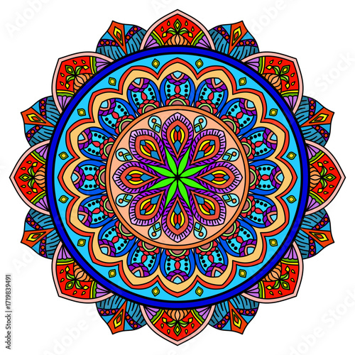 oriental mandala motif, Vintage decorative elements. Oriental pattern, vector illustration. Islam, Arabic, Indian, Moroccan, Spain, Turkish, Pakistan, Chinese, mystic, ottoman motifs. Circular pattern