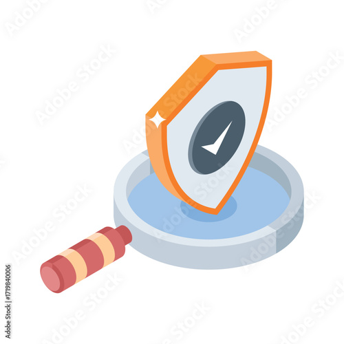 Premium isometric icon of insurance verification process