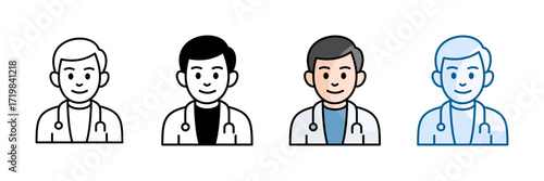 Doctor Icon Set Multiple Style Collection