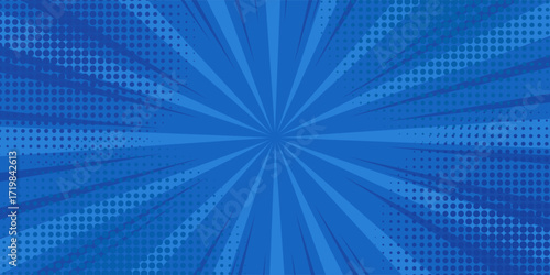 Vintage pop art blue background. Banner vector illustration