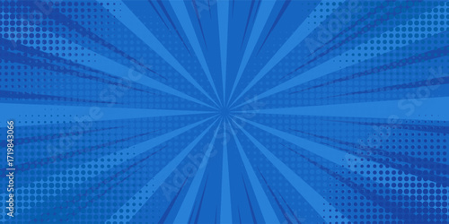Vintage pop art blue background. Banner vector illustration