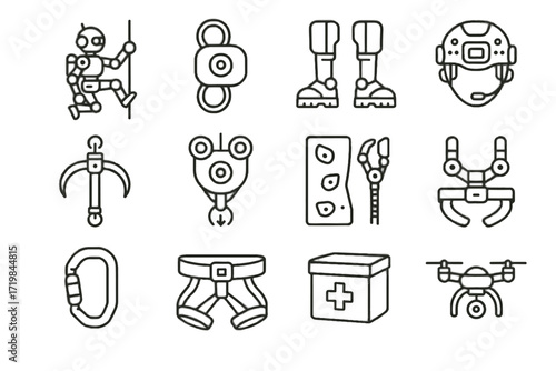 Harness vector icon icons robotic mechanical automated safety wall system robot climber