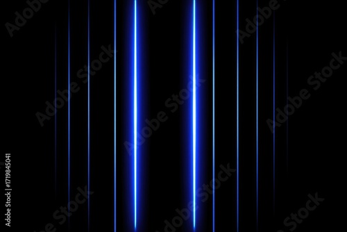 Vertical neon lines create a futuristic and dynamic backdrop against a stark black background.