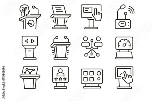 Icon icons overlay vector podium futuristic module microphone panel interactive tracker
