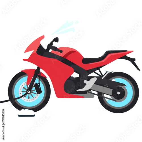Motorcycle Wash Bike Cleaning Service Illustration Isolated White