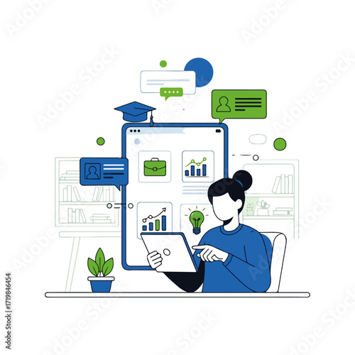 Online Education and Business Learning Illustration