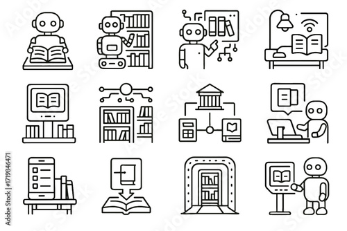 Console futuristic vector holographic desk shelving icons module icon interface library book