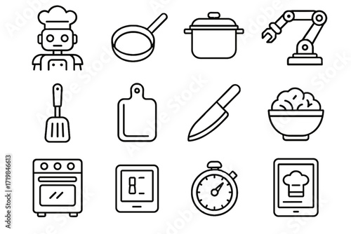 Spatula recipe icon ingredient display vector cooking chef digital robot
