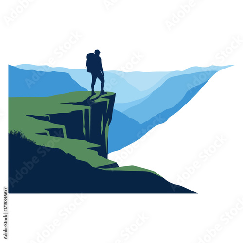 Scenic Mountain Hiker Illustration