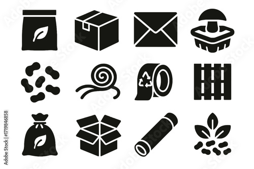 Eco sack box vector shipping cardboard pallet friendly paper recycled corrugated icon