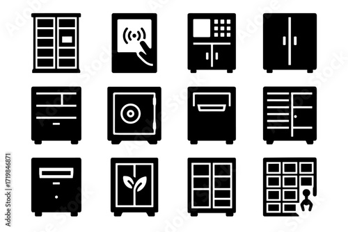 Box modular locker robotic thermal icon digital secure drawer vector smart