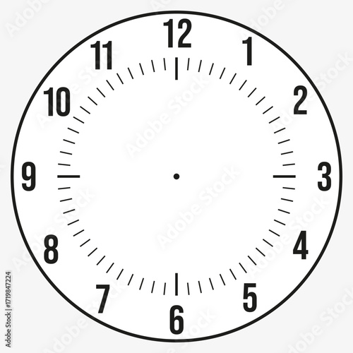 Black and White Clock Face Design with Hour and Minute Marks