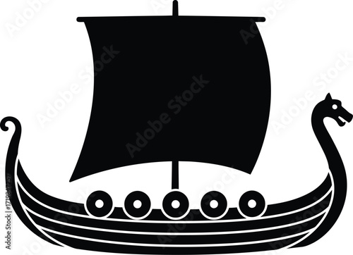 Classic viking ship vector illustration scalable icon for nautical themes and historical designs