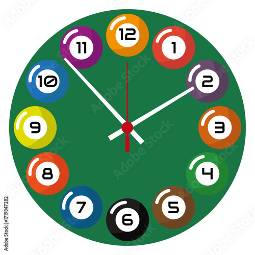 Creative Billiard Clock Face Design with Numbered Pool Balls for Unique Wall Art