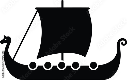 Ancient viking ship vector illustration scalable eps icon for nautical designs