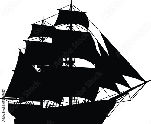 Classic tall ship vector illustration nautical maritime sailing vessel art