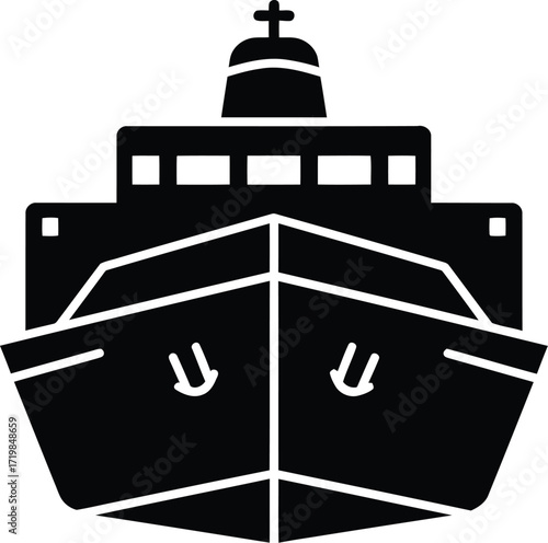 Front view ship vector illustration scalable eps icon for maritime and nautical designs