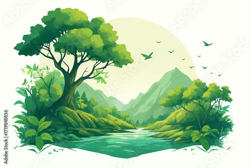 vector illustration of a tropical island