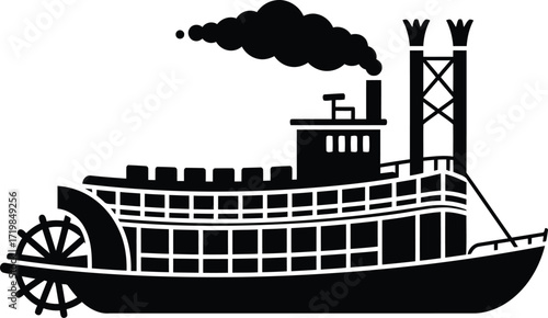 Classic paddle steamboat vector illustration scalable eps icon for nautical designs