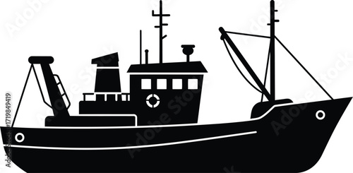 Classic fishing trawler ship vector illustration scalable eps nautical maritime icon