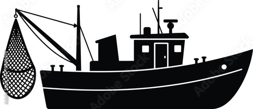 Fishing vessel silhouette vector art scalable maritime transportation illustration