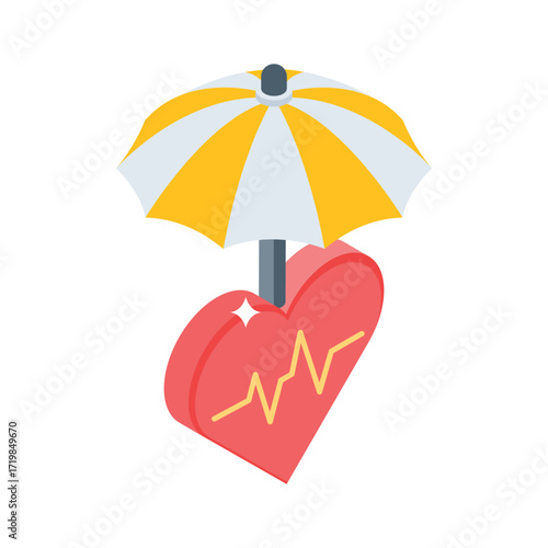 Sleek isometric icon of complete healthcare insurance