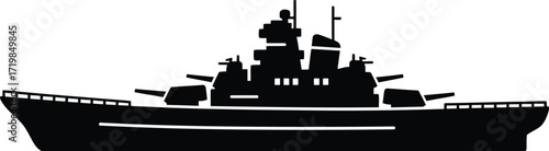 Powerful warship vector illustration silhouette scalable eps graphic for design projects
