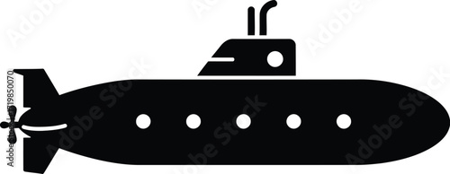 Modern submarine silhouette vector graphic for marine and nautical designs
