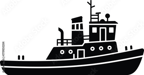 Tugboat vector illustration nautical transportation maritime vessel icon scalable eps