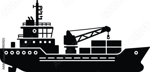 Modern cargo ship vector illustration scalable eps icon for maritime transportation