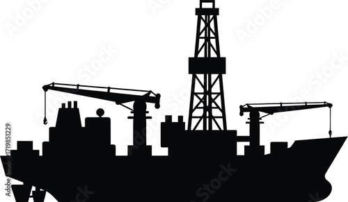 Offshore drilling rig ship vector illustration scalable eps icon for marine industry