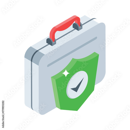 Sleek isometric icon of secured business insurance