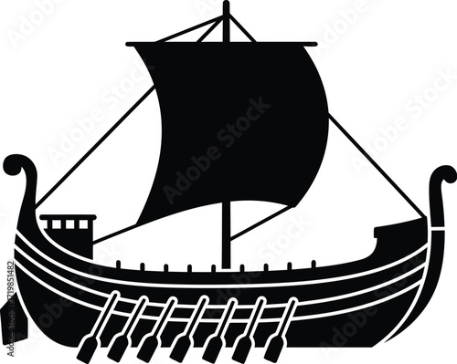 Ancient viking longship vector illustration scalable eps icon for maritime art