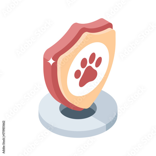 Modern isometric style icon of pet insurance