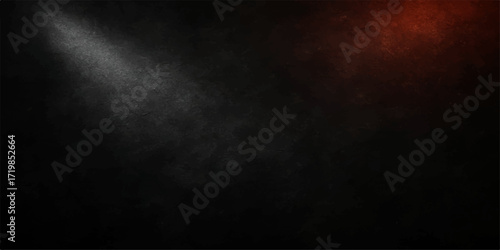 Dark and moody, a textured black grunge background is illuminated by a subtle ray of blue light, evoking a stormy night sky with billowing clouds and ethereal fog