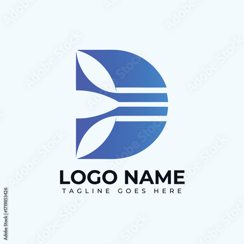 Modern abstract blue letter D logo for business identity
