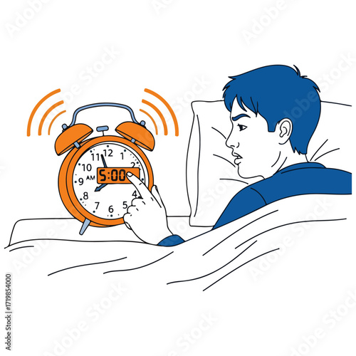 Waking up Early Illustration With Alarm Clock