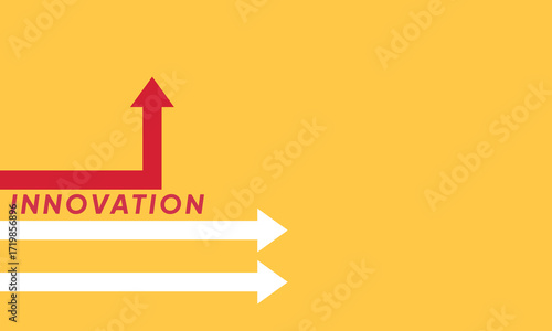 Background innovation concept. Minimalist stile red arrow changing direction and white ones. New idea, changer, trend, courage, creative solution,business, innovation and unique way concept