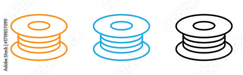 Create vibrant crafts with colorful thread spools, perfect for sewing projects and creative DIYs in modern, stylish orange, blue and black designs