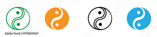 yin yang icon. In Yang Concept of dualism line icons set, Zen symbol editable stroke isolated on white background, linear vector outline illustration, symbol logo design style 