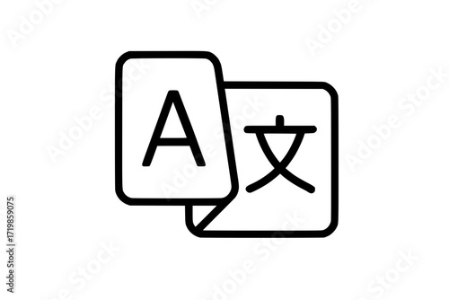Language Translation Icon with Letter A and Chinese Character
