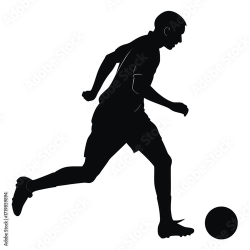 Soccer player dribbling silhouette
