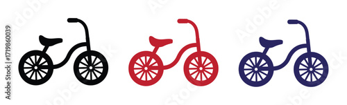 Cheerful tricycle design, ideal for playful logos, children's designs, and cheerful marketing material, evoking childhood memories and fun.