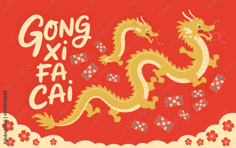 Obraz premium Golden Lantern Glow Chinese New Year Background
