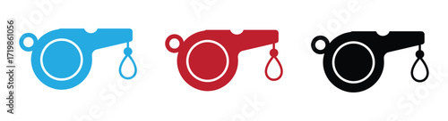 Whistle icon vector. Silhouette of referee whistle icon symbol for football and more plays. Outline of whistle vector illustration.